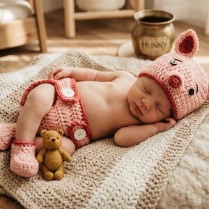 Piglet Newborn Photoshoot Outfit